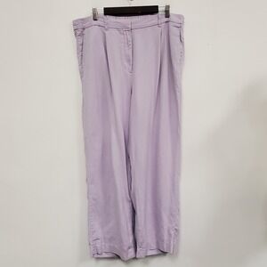 Old Navy Womens Pull‎ On Taylor Wide Leg Linen Trousers Size XL Lavender Coastal